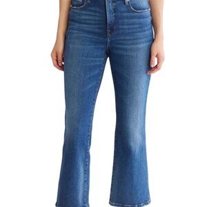 GOOD AMERICAN Good Legs Cropped Mini Bootcut Jeans in Indigo